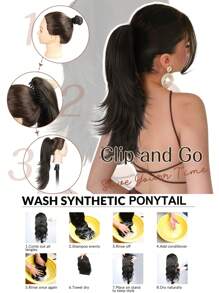 Fermaglio per coda di cavallo, estensione per coda di cavallo da 22 pollici per donne, multi-strato, estensioni sintetiche per capelli, accessori per capelli adatti per uso quotidiano