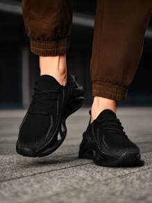 Zapatos deportivos casuales para hombres, zapatillas de moda con cordones de punto, zapatos deportivos de ocio para parejas, suela exterior ultraligera de cuchilla hueca, zapatos deportivos para correr resistentes al deslizamiento y con amortiguación para exteriores