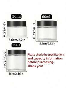 4 piezas Tarro de vidrio con tapa, recipiente circular transparente, tarro de viaje con forro interior y tapa negra, usado para almacenar exfoliantes de labios y Body, lociones, mantequillas corporales, sales de baño, líquidos