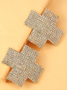 1 Pair Sexy Silver Crystal Cross Shaped Nipple Pasties, Women Party Accessories - Gold - View 3
