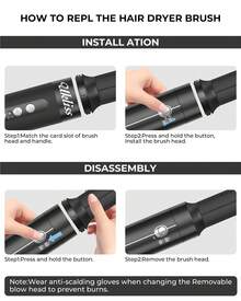 UKLISS Hair Dryer Brush Airstyler 7 In 1, 1400W Ionic Hair Dryer 3 Temperatures, Styling Brush, Round Brush Hair Dryer, Straightener Brush, Curling Brush, Curling Wand, Hair Dryer Diffuser Black / Halloween / Christmas Gift! Women / Men