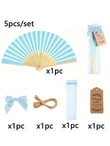 5/25/50/100 件/套（套装包括带蝴蝶结的木制折扇、礼品袋和感谢卡套装。例如：5 件/套包含一把手扇、一个蝴蝶结、一个礼品袋、一张感谢卡和一根绳子。） - 彩色 - 查看 20