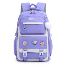 Multineos Comercial Large Capacity School Backpack For Female Student Waterproof Nylon - Purple - View 2