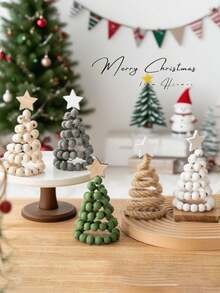 Cirelle 1 件创意北欧风格木制圣诞树装饰，迷你圣诞树家居装饰，木制树设计，适合日常使用，家居装饰，圣诞装饰，办公桌装饰，房间装饰，卧室装饰，家居圣诞装饰，秋季装饰，房间装饰用品，客厅装饰，派对用品 - 彩色 - 查看 2