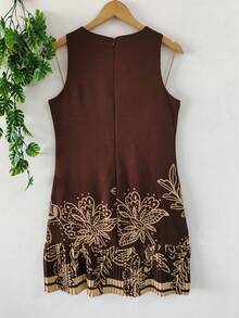 Plain  Dress With Fake - Lace Brown - View 2