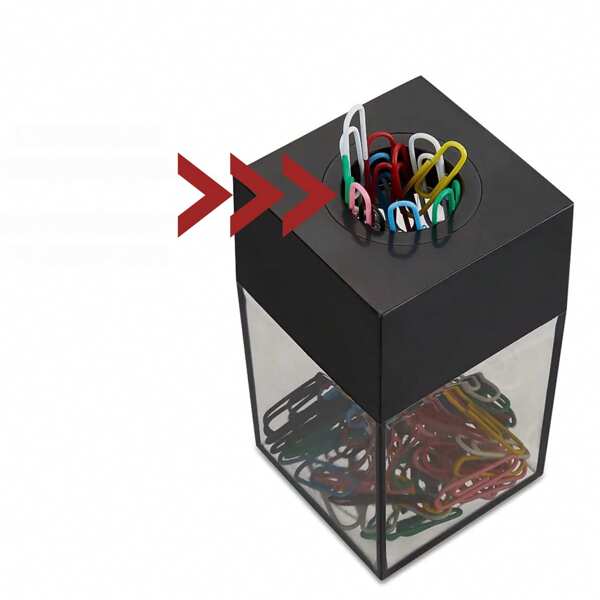 1 pieza Soporte magnético para sujetapapeles de acrílico - Organizador de escritorio rectangular transparente con imán en la parte superior, apto para oficina, escuela y uso doméstico - Caja de almacenamiento de plástico no impermeable para sujetapapeles de colores, útiles escolares, accesorios de oficina