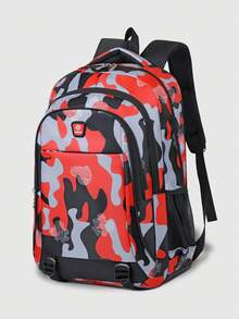 Doodle Camouflage Backpack Large Capacity Multi-Compartment Student Backpack - Lightweight Multi-Season Street Style Student Backpack Travel Backpack Back To School Supplies - Multicolor - View 8