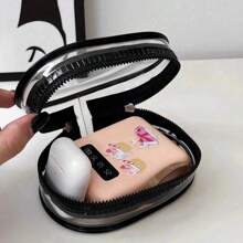 1/2pcs Portable Mini Clear Zipper Storage Bag, Portable PVC Transparent Mini Data Cable Organizer Pouch, Multi-Functional Jewelry Pouch, Headphone And Charger Case With Keychain, Transparent Travel Accessories For Travel Storage Bag,Makeup Bag, Suitable For Earphones, Power Banks, Key Chains, Rings, Perfumes, Travel Accessories