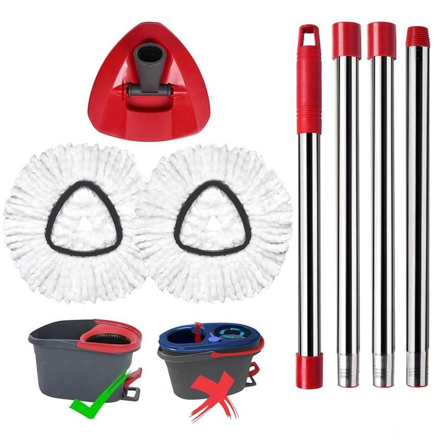 Mop Replace Heads Mop Handle Base Replacement Compatible With O Cedar Easywring 1-Tank Spin Mops System, 2 Microfiber Mops Head