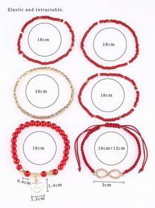 6pcs/Set Woven Figure-8 Rhinestone Jewelry Bracelet Set