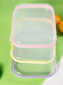 3个透明PVC化妆包，文具袋，防水，适合存放化妆品、礼品包装、旅行必备、收藏品 - 彩色 - 查看 5