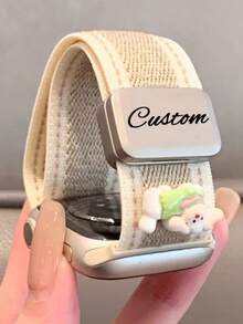 [Customized] Personalized Name Y2k 3D Dog Nylon Cute Stripe Magnetic Band Compatible With Apple Watch Band Series S10 9 8 7 SE S11 10 42mm 46mm 38 40 41mm 42 44 45mm 49mm Summer Men Women Strap - A - View 19