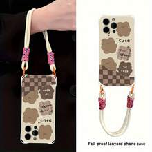Funda para teléfono 1 pieza Una elegante correa para el hombro tipo bandolera, patrón Correa para el hombro tipo bandolera Correa de mano anticaída de cuatro esquinas Funda protectora para teléfono móvil Puede colgarse hacia atrás Funda para teléfono móvil suave adecuada para la serie 12 13 14 15 16 Pro Pro Plus - - Colores mixtos 1 - Ver 2