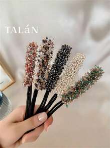 1pc Girls Hair Accessory, Pearl & Crystal Decor Hair Claw Clip For Bun, Updo Style Hairstyle Tool