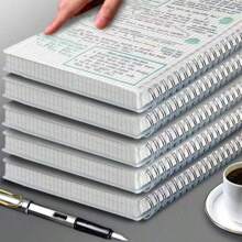 Quaderno a spirale con griglia grande, quaderno a spirale, mini quaderno, griglia spessa, quaderno semplice per studenti e laureati, quaderno con copertina trasparente - adatto per studio, ufficio, scrittura e disegno, forniture scolastiche, ritorno a scuola