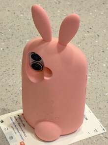 1 件 3D 卡通坐姿兔子逼真耳朵手机壳适用于 16 15 14 13 12 Pro Max 柔软硅胶后盖