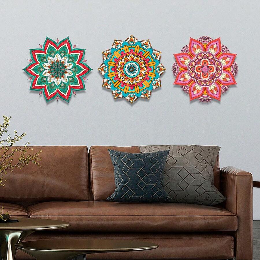 Kit 3 Decorative Mandala Frames - Laser Cut - Multicolor - View 1