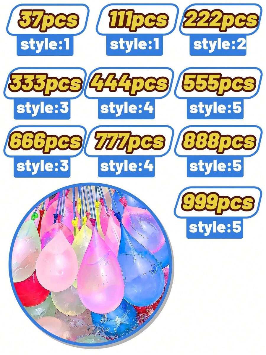 666 个水球快速填充套装，夏季泼水趣味水上派对游戏，家庭户外泳池水上玩具，户外户外水上玩具，朋友，夏日乐趣，泳池，生日派对，泳池日，生日气球 - 彩色 - 查看 1