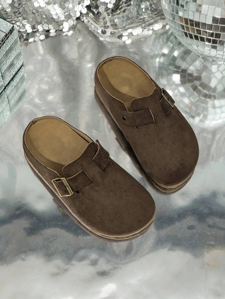 Cork Thick Sole Mule Slippers, Comfortable Slip-On Sandals, Retro Casual Closed Toe Slippers For Students, Summer Wear (Size Runs Small, Suggest Ordering One Size Up)