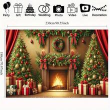 Toile de fond de Noël en polyester 2D - Polyvalente, convient pour les fêtes et la photographie, sans éclairage requis, décoration de fête de Noël