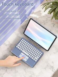 Estuche protector personalizado con teclado táctil compatible con iPad de 10.ª generación, iPad Air de 11 pulgadas (M2)-2024/iPad de 10.2 pulgadas, estuche con teclado compatible con Samsung Galaxy Tab S7/S8 de 11 pulgadas, teclado desmontable con panel táctil, equipado con soporte de visualización múltiple, ranura para lápiz incorporada en el estuche protector, el teclado admite uso dividido - Multicolor - Ver 4