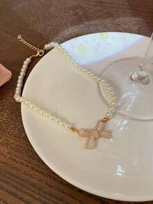 3pcs Of Exquisite Faux Pearl Bow Necklace And Earrings, Specially Designed For Women, Ideal Gift For Girlfriend On Valentine's Day - 彩色 - 查看 18