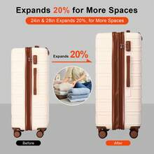 AAIVV 4-Piece Expandable Luggage, ABS Travel Luggage Set With Dual Spinner Wheels, TSA Lock Hard Shell Durable Travel Bag Luggage Set (13/20/26/28 Inch) Is Suitable For Everyone's Travel Needs - 橘色 - 查看 3