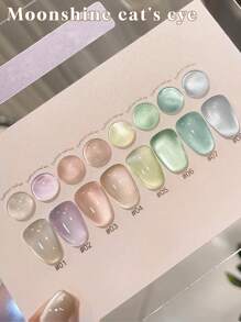 6PCS 2025 New Fruit Sea Water Blue-Green Fine Magnetic Powder Cat Eye Gel Nail Polish 12ml, Spring And Summer Ice Transparent Magnetic Nail Art Set, Includes Base Coat And Top Coat, Requires UV Lamp, Holographic Transparent Colors For Work/Commute/Dating, Hot-Selling 6-Color Set, Salon-Grade 28-Day Durability, Internet Celebrity Nail Design.
