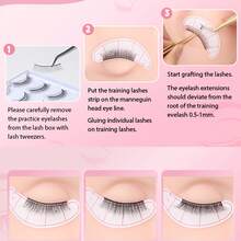 Eyelash Silicone Practice Model Head Set For Beginners, Include: Practice Model Head, Tweezers, Brush, Alignment Stickers, Cleaning Brush, Glue, Ring - Tools For Learning Eyelash Extension - Multicolor - View 3