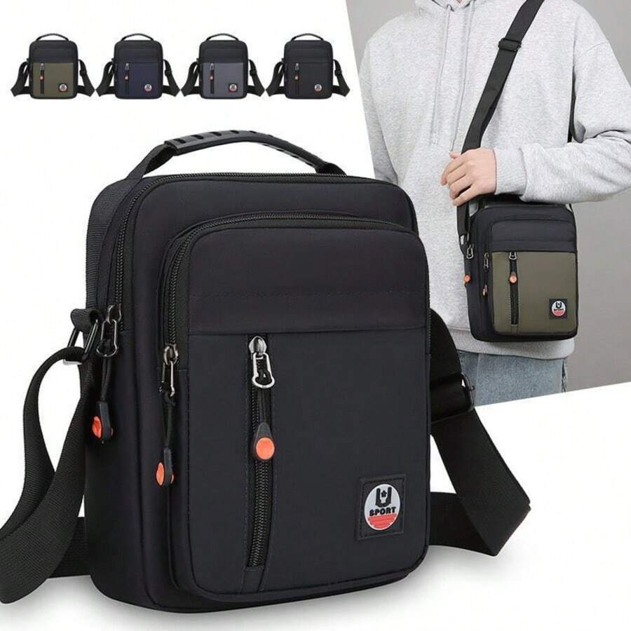 Large Capacity Men's Crossbody Bag For Notebook And Work - Black - View 1