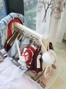 3PCS /8pcs/20pcs/Mini Móc treo bằng gỗ, Giá treo bằng gỗ cho quần áo búp bê, Mô hình đồ nội thất bỏ túi mô phỏng cảnh thu nhỏ của cuộc sống Phụ kiện nhà búp bê, - Nhiều màu - Xem 8