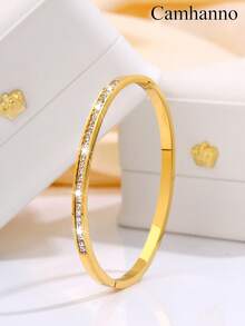 Camhanno 4pcs Elegant Multi-Color Stainless Steel Bracelet Ring Jewelry Set With Unique Design, Simple, Versatile For Both Menwomen, Gift Giving For Couples, Daily Street Travel, Parties, Holiday Wear - Multicolor - View 3