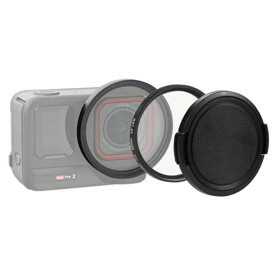 For Insta360 Ace Pro 2 PULUZ 52mm UV Lens Filter Adapter Ring With Lens Cover (Black) - Black - View 1