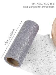 1pc Glitter Tulle Roll, Sparkling Tulle Ribbon, 15cm*914cm Fabric Ribbon, Including Cream, Black, Gold, Purple, Pink, Silver, Rose Gold And White Styles, Organza Tulle Scroll, DIY Craft Supplies, Wedding Decorations, Everyday Party Accessories, Birthday Party Supplies, Banquet Decorations, Wedding Chair Decorations,Wedding Ceremony Party Decorations - Multicolor - View 16