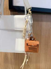 1 件迷你背包钥匙扣女士小零钱包硬币包扭锁带钥匙耳机包背包装饰蝴蝶结钥匙扣 - 彩色 - 查看 4