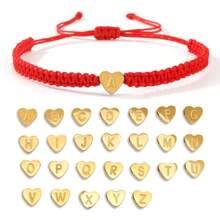 1PC/Fashion Accessories Style/Minimalist Bracelet/Black Background, White Letters, Red Dripping Heart, Black Jewelry Rope Woven Flat Knot Bracelet/Letters A-Z Double Rope, Woven Flat Knot Bracelet, Friendship Jewelry, Gender Adjustable Neutral Design, Versatile Single Item Accessory