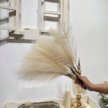 Paquete de 15 piezas o 6 piezas de Hierba de Pampa falsa, flores artificiales esponjosas de estilo Boho para decoración de florero, estilo Ins, decoración moderna del hogar, decoración de boda