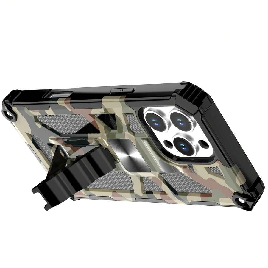 军工防摔迷彩保护手机壳带隐藏支架,加厚豪华手机壳适用于三星 Galaxy S24 Ultra/S24 Plus/S24、S23 Ultra/S23 Plus/S23、S22 Ultra/S22 Plus/S22、S21 Ultra/S21 Plus/S21 FE、S20 Ultra/S20 Plus/S20 FE、16/15/14/13/12/11 Pro Max 防水防震防刮 - 彩色 - 查看 1