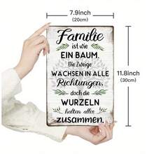 1pc German "Family Is Like A Tree" Vintage Metal Sign Retro Family Tree Inspirational Wall Decor For Home Living Room Gift. Waterproof And Easy To Hang.Ideal For Indoor And Outdoor Wall Art Decoration, It Can Be Used For Wall Decor, Room Decor, Bedroom Decor, Dining Room Decor, Bar Decor, Cafe Decor, School Decor, Library Decor, Entrance Decor, Garage Decor, Home Decor, Office Wall Decor, Farmhouse Decor, Porch Decor, Garden Decor And Shop Decor.It Is The Perfect Gift For Birthdays, Anniversaries, Valentine's Day, Mother's Day, Father's Day, New Year And Other Occasions.It Is An Ideal Personalized Gift For Her, Him, Family, Boyfriend, Girlfriend, Father, Mother, Lover, Daughter, Son, Grandfather, Grandmother And Friends – A Perfect Metal Sign Gift.Dimensions: 18*8 Inches - 1PC - 查看 3
