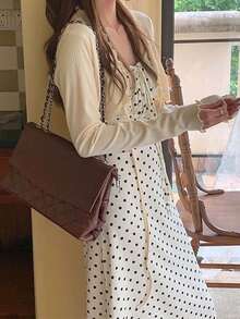 1 件女士温柔风格荷叶边耸肩罩衫，轻盈短款防晒系腰罩衫