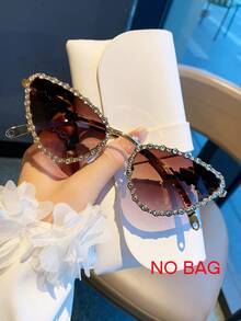 1 副金属猫眼时尚眼镜，带手工水晶星星，男女皆宜，Y2K 复古风格，适合婚礼、海滩派对、舞会、户外活动、音乐节猫眼形墨镜