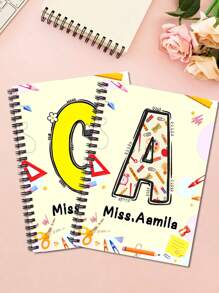 Un cuaderno personalizado de vuelta a la escuela, un cuaderno con nombres personalizados, un diario escolar para niños, útiles escolares, un regalo para estudiantes en la temporada de vuelta a la escuela, tamaño 14.3x20.7cm, para útiles escolares, de vuelta a la escuela