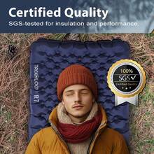 Alfombrilla para dormir ultraligera con alto valor R para climas extremos, fácil de inflar, colchón de camping ideal para senderismo y aventuras al aire libre - Azul - Ver 8