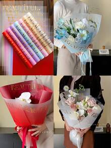 10 Stücke/Packung Wasserfestes Gold Folie Liebesbrief Blumen Geschenkpapier, für Blumengeschäft, Valentinstag