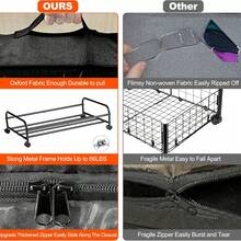 Caja de almacenamiento para zapatos debajo de la cama color negro de acero inoxidable con ruedas - Negro - Ver 9