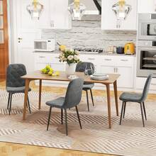 HOMCOM Lot de 4 chaises de salle à manger, chaises de cuisine rembourrées avec dossier haut, pieds en acier et tissu effet velours, pour salon, chambre, cuisine, gris - Gris - Voir 8