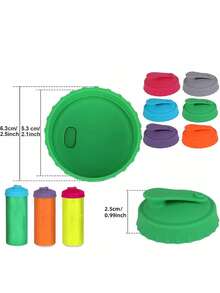 1 pieza/Set de 6 tapas de silicona para latas de bebida, tapas reutilizables para latas de refresco, cerveza, bebida energética, jugo, ajuste estándar, tapas herméticas a prueba de polvo para uso diario y fiestas - Multicolor - Ver 2