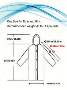 1 stuk herbruikbare regenjas met capuchon voor jongens en meisjes - casual, lange mouwen, outdoor regenponcho