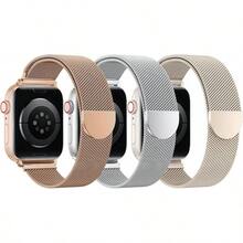 3 Paquetes de Correas de Malla Compatible con Watch para Mujeres y Hombres 40mm 41mm 38mm 42mm 44mm 45mm 49mm 46mm Series 11 10 9 8 6 5 4 Ultra3 SE3 2, Correa Magnética de Metal de Acero Inoxidable para - Champán Oro + Plata + Luz Estelar - Ver 13