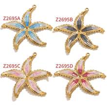 1 Pieces Casual 304 Stainless Steel Plated 18k Gold White And Colorful Ocean Series Pendants, Suitable For DIY Necklaces And Earrings Handmade Accessories Suitable For Daily Wear